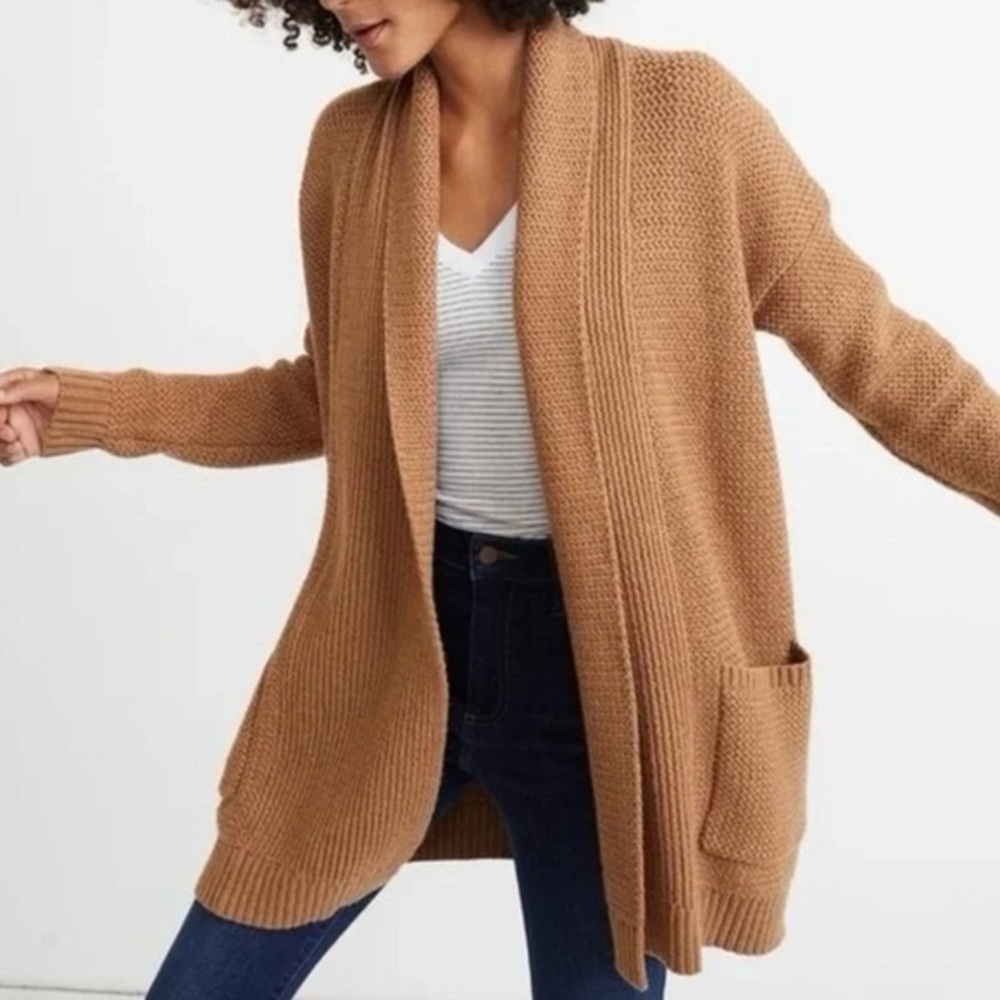 French Connection Camel Open-Front Cardigan